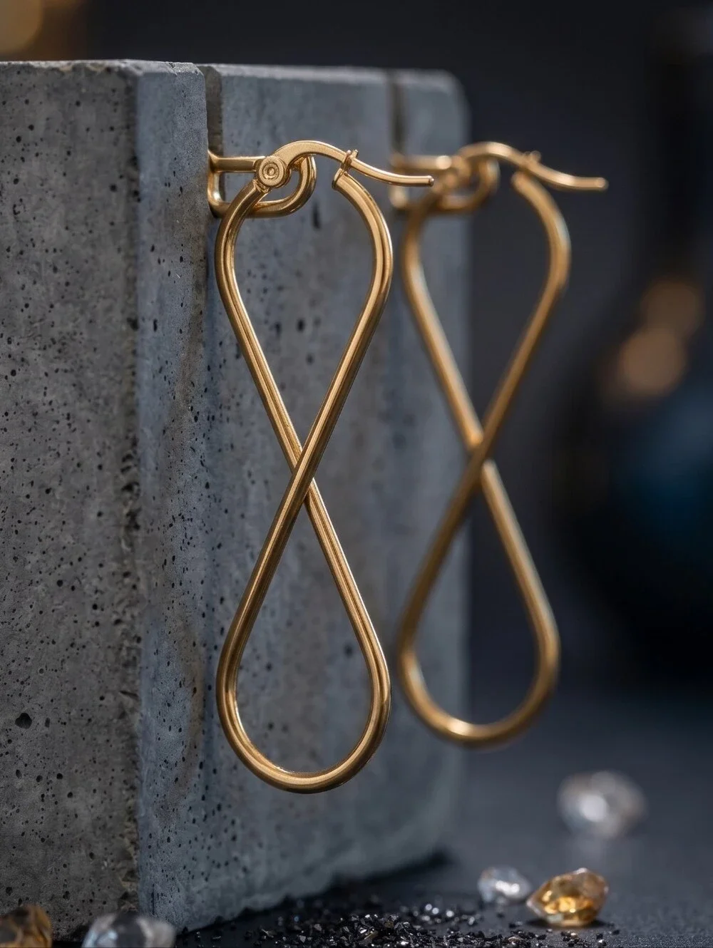 Infinity Statement Earrings 18K Gold Plated Stainless Steel Minimalist Chic
